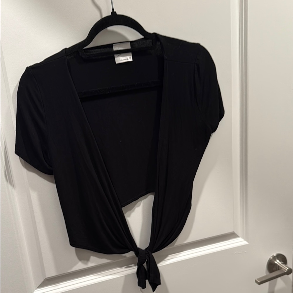 Black Tie-Front Top